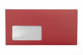 Envelopes DIN longos com janela, impressão a vermelho