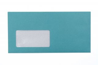 Envelopes DIN compridos com janela, impressão turquesa