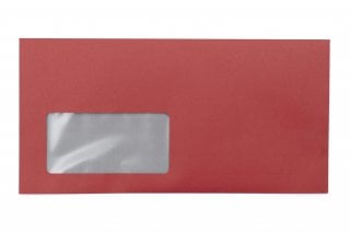 Envelopes DIN longo+ com janela, impressão a vermelho