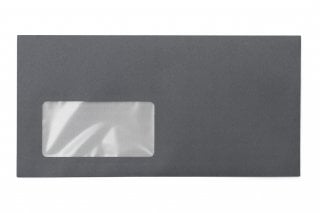 Envelopes DIN longo+ com janela, impressão em cinzento escuro