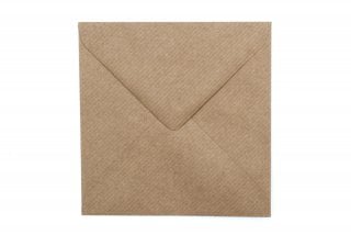 Envelopes quadrados 130x130 mm, papel kraft Natron com nervuras