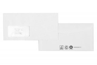Envelopes DIN longo+, branco reciclado com janela