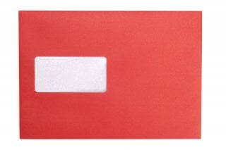 Envelopes DIN C5 adesivos com janela, impressão a vermelho