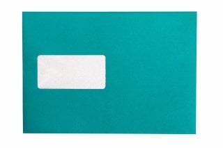 Envelopes DIN C5 adesivos com janela, impressão turquesa
