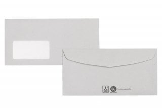 Envelopes DIN longo+, cinzento reciclado com janela