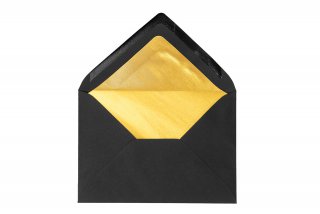 Envelopes DIN C6, preto com forro dourado