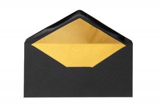 Envelopes DIN longos, pretos com forro dourado