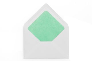 Envelopes DIN C6, branco com forro turquesa