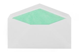 Envelopes DIN compridos, brancos com forro turquesa