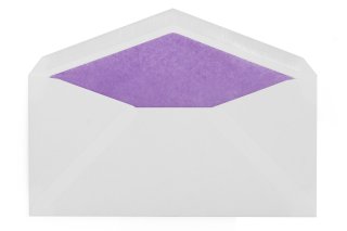 Envelopes DIN compridos, brancos com forro roxo