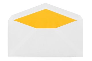 Envelopes DIN longos, brancos com forro amarelo