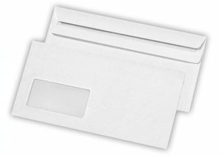 Envelopes DIN longos, brancos com janela