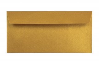 Envelopes DIN adesivos longos, dourados
