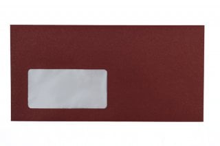 Envelopes DIN longos com janela, impressão em vermelho escuro
