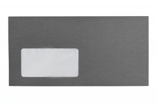 Envelopes DIN longos com janela, impressão em cinzento escuro
