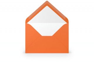 Envelopes DIN B6, forrados a laranja