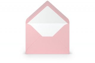 Envelopes DIN B6, com forro cor-de-rosa